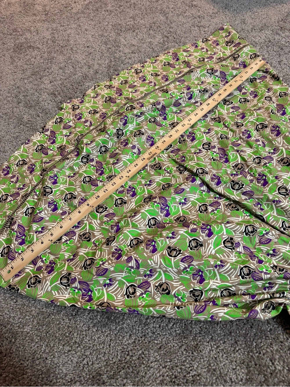Tory Burch Floral Print Smocked Waist Midi Poplin Dress Green Size XS S